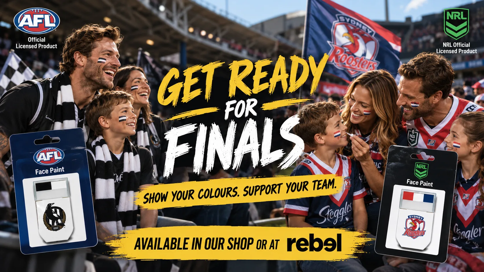 Get Ready for Finals - FANBRUSH AFL and NRL official face paint