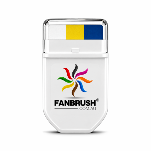 FANBRUSH face paint stick in white, yellow and royal blue stripes
