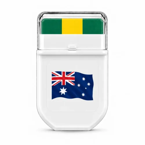 Australian green and gold FANBRUSH face paint stick in green, gold and green