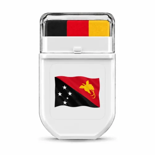 Papua New Guinea flag FANBRUSH face paint stick in black, red and gold