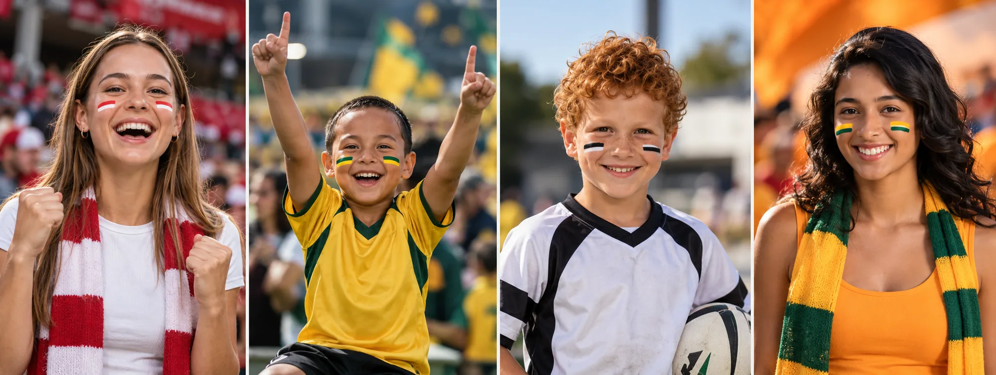 Fans at the game wearing FANBRUSH face paint in their team colours