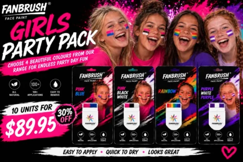 FANBRUSH® Girls Party Pack: 10 face paint sticks for $89.95, save 30%
